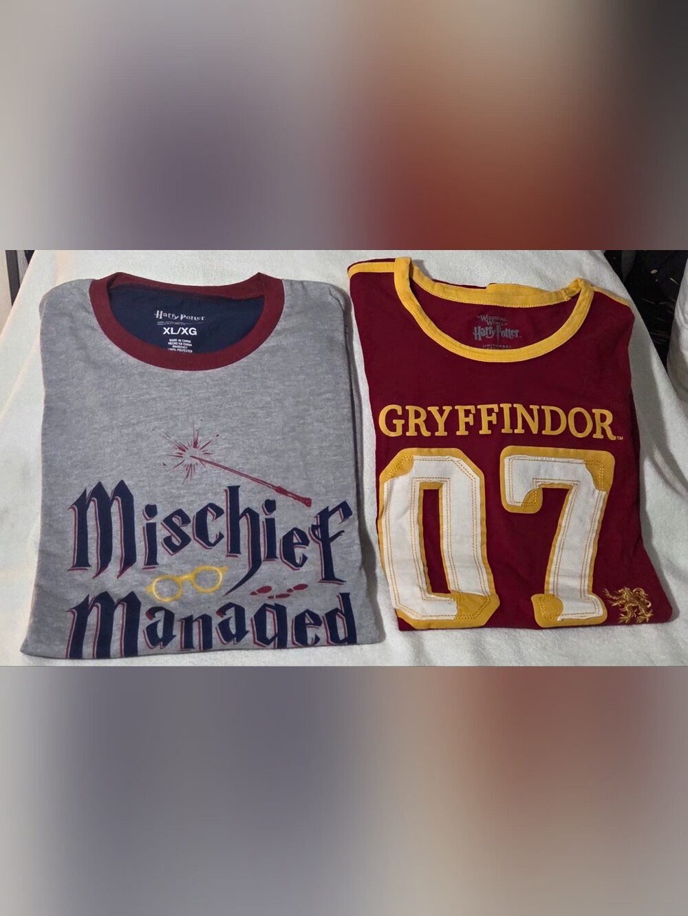 Harry Potter T-Shirts – Size XL – Gray & Burgundy